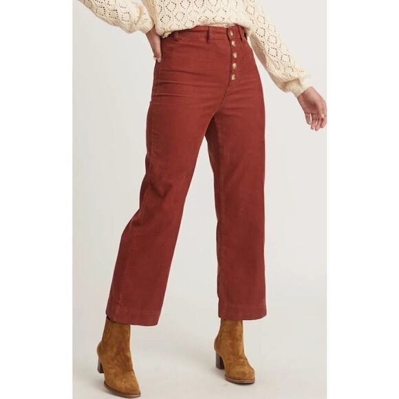 Marine Layer Bridget Corduroy Pant Button Fly  Crop Trousers Barn Red NWT 12 - Picture 1 of 8